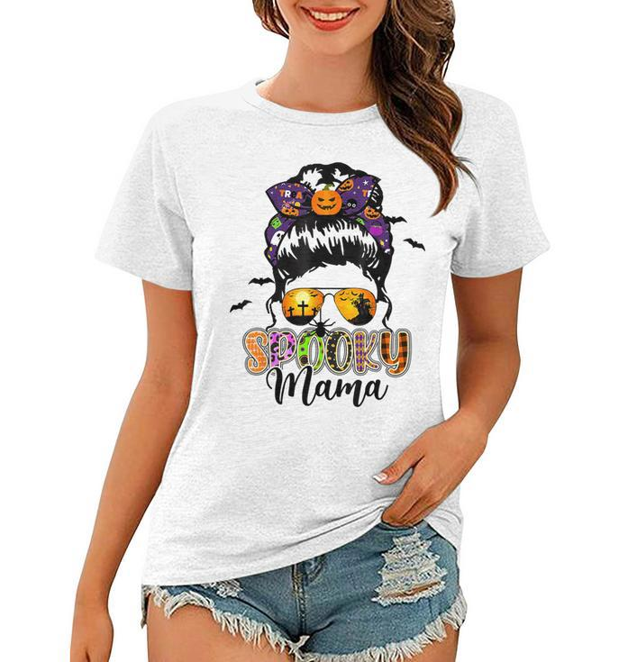Spooky Mama Messy Bun Mom Life Halloween  V2 Women T-shirt