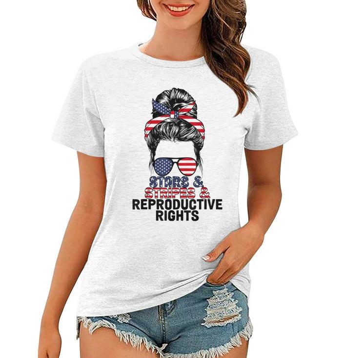 Stars Stripes Reproductive Rights Messy Bun 4Th Of July  V4 Women T-shirt