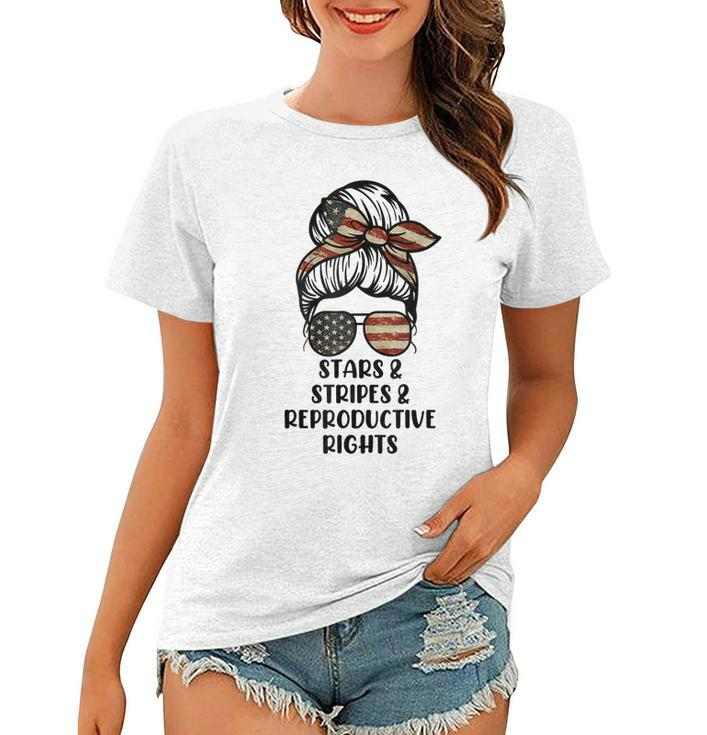 Stars Stripes Reproductive Rights Messy Bun 4Th Of July  Women T-shirt