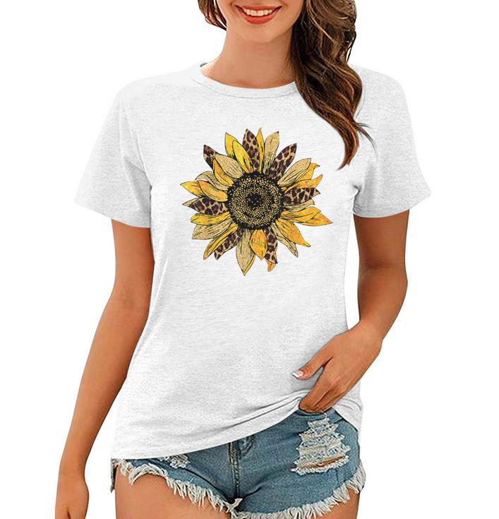 Sunflower  For Women Cute Graphic  Cheetah Print  Women T-shirt