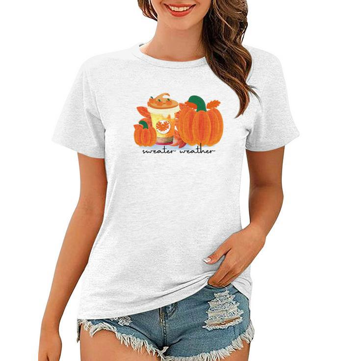 Sweater Weather Pumpkin Pie Fall Season Women T-shirt