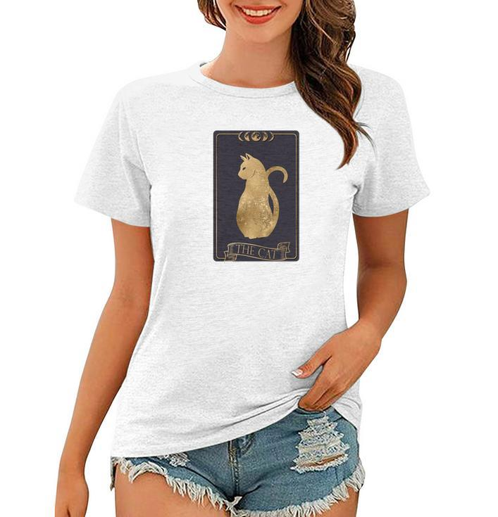 Tarrot Card Misterious The Cat Card Design Women T-shirt