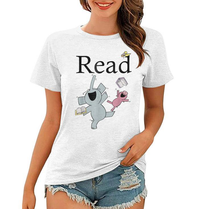 Teacher Library Read Book Club Piggie Elephant Pigeons Funny  Women T-shirt