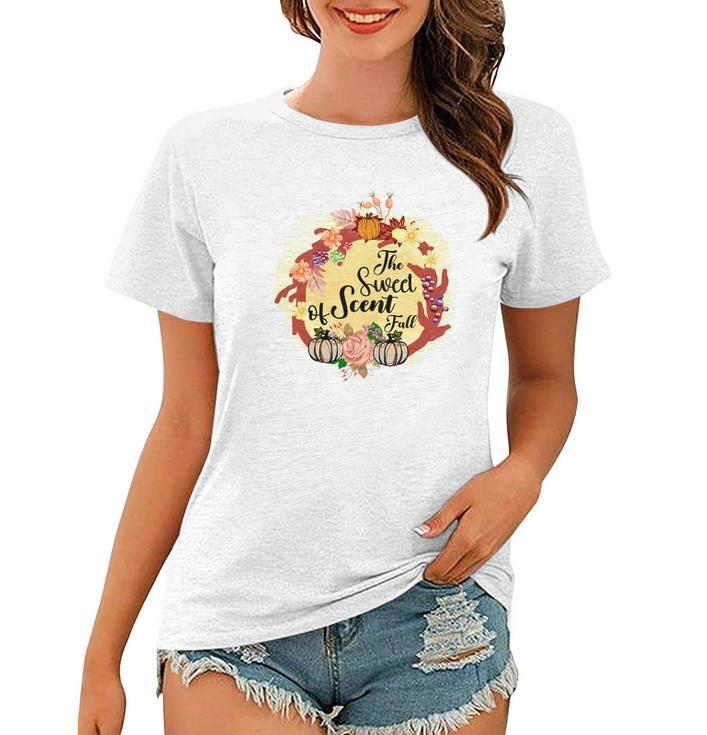 The Sweet Scent Of Fall Pumpkin Wreath Women T-shirt