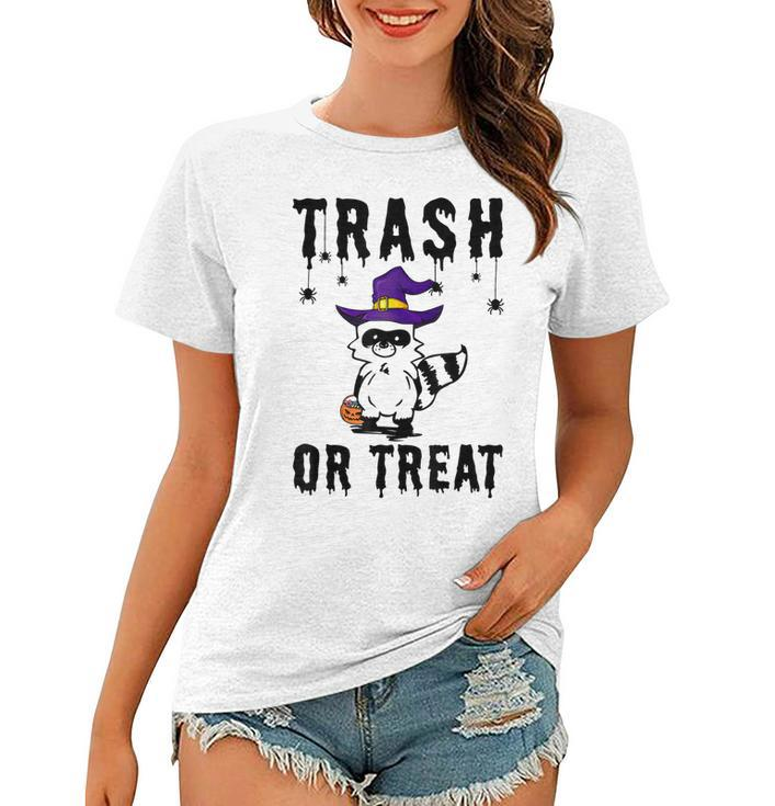 Trash Or Treat Funny Trash Panda Witch Hat Halloween Costume  Women T-shirt