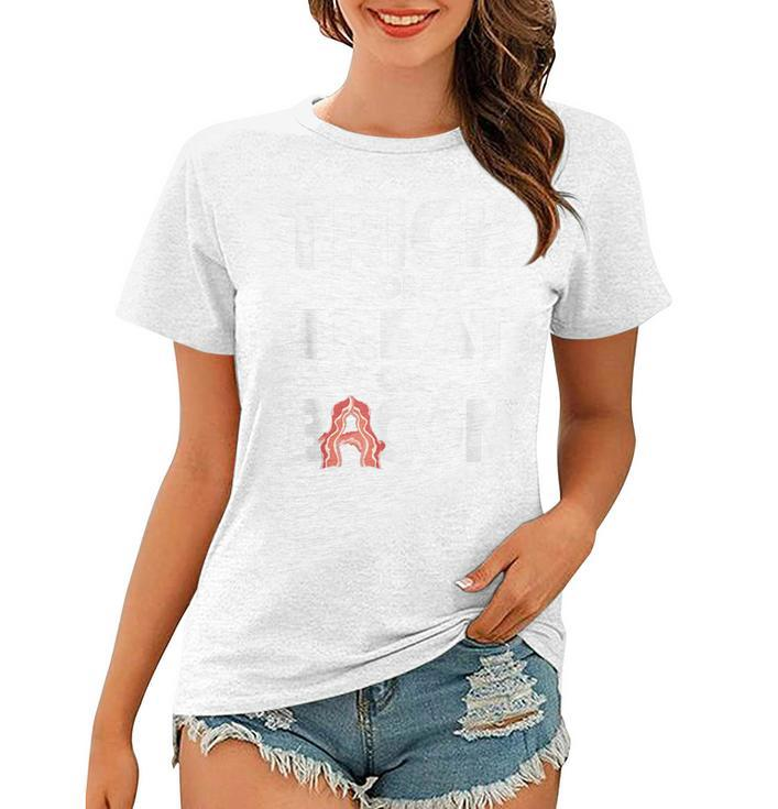 Trick Or Treat Or Bacon Halloween Haunted Party  Women T-shirt