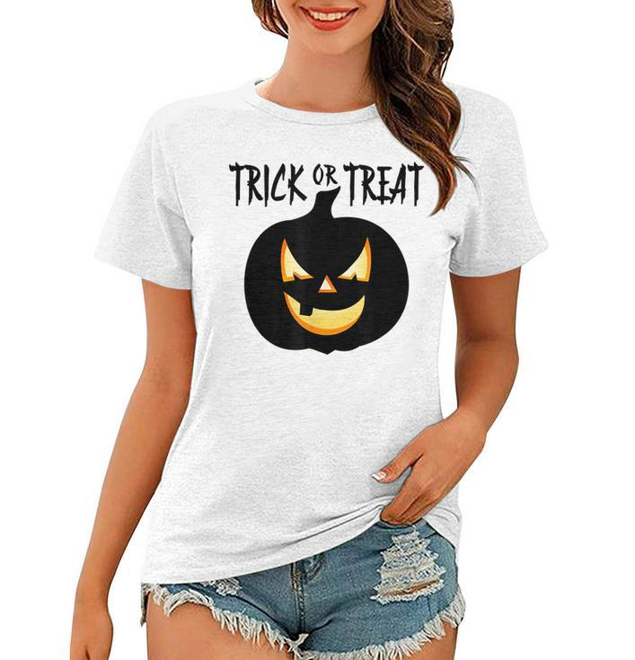Trick Or Treat Scary Lit Pumpkin Halloween  Women T-shirt