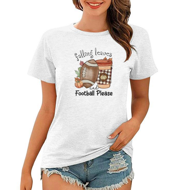 Vintage Autumn Falling Leaves And Football Please Women T-shirt
