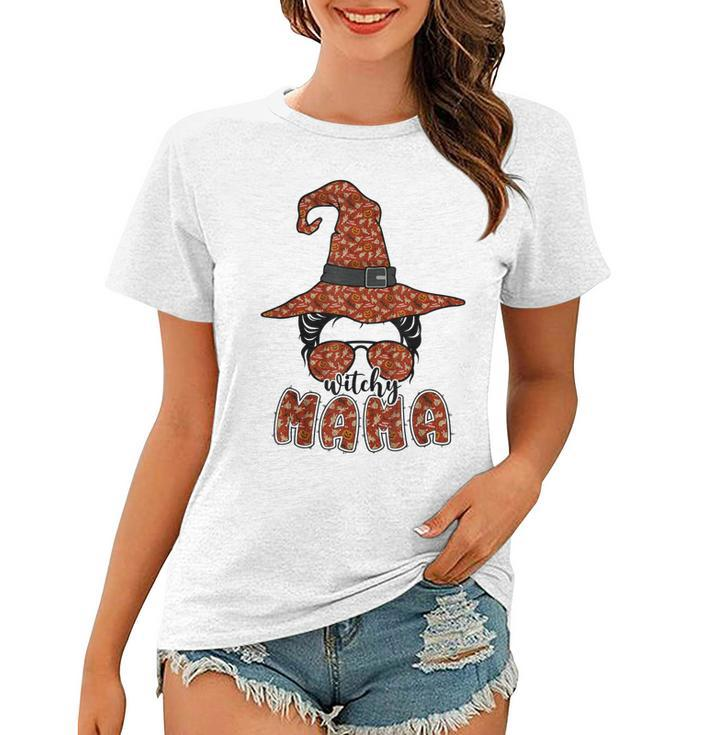 Witchy Mama Halloween Messy Bun Witch Mom Spooky Women  Women T-shirt