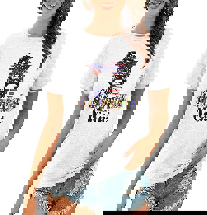 Womens All American Mimi Messy Bun 4Th Of July Independence Day  Women T-shirt