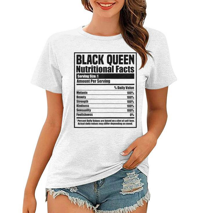 Womens Black History Month Nutrition Facts Black Queen  Women T-shirt