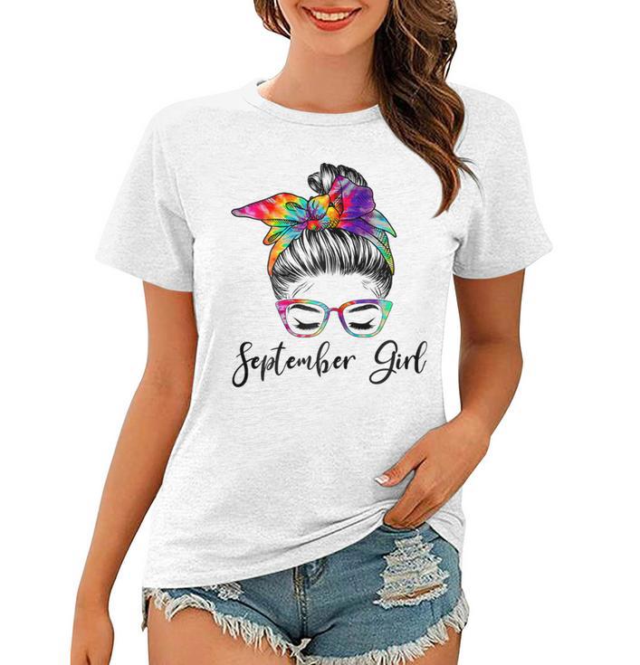 Womens September Girl Wink Eye Woman Face Was Born In September  Women T-shirt