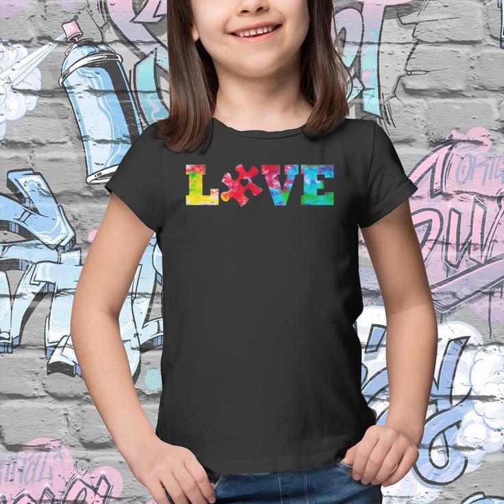 Love Puzzle Pieces Heart Autism Awareness Tie Dye Gifts Youth T-shirt
