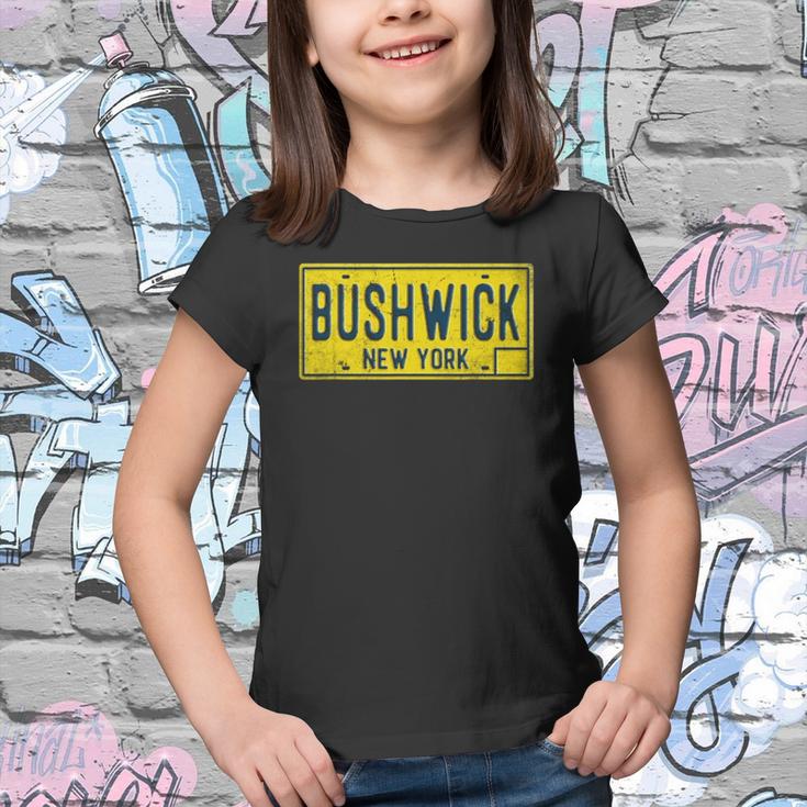 Bushwick Brooklyn New York Old Retro Vintage License Plate Youth T-shirt