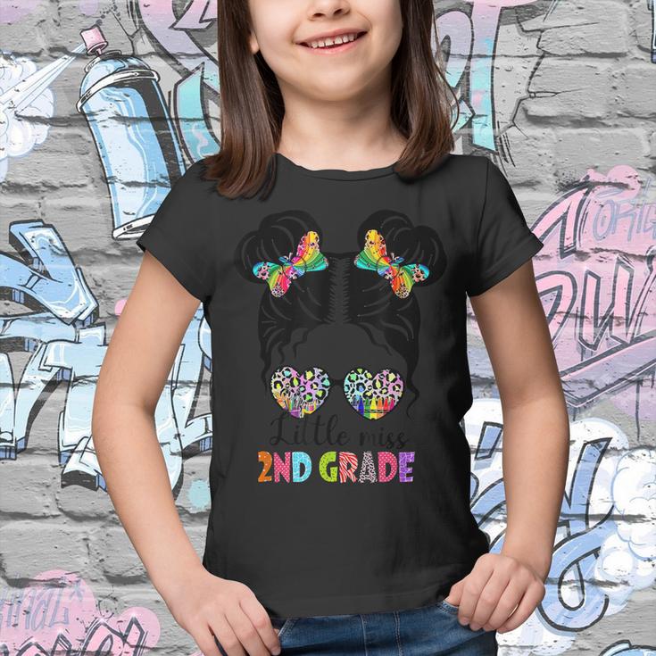 Little Miss 2Nd Grade Messy Bun Leopard Back To School  V2 Youth T-shirt