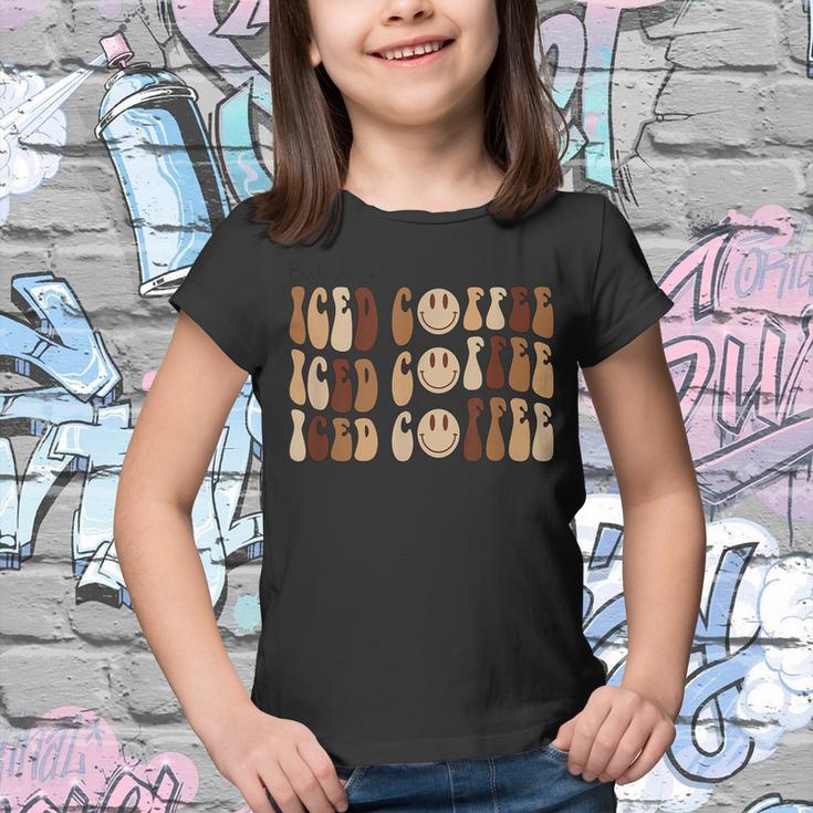 Coffee Smiley Face But First Iced Coffee Retro Cold Coffee  Youth T-shirt