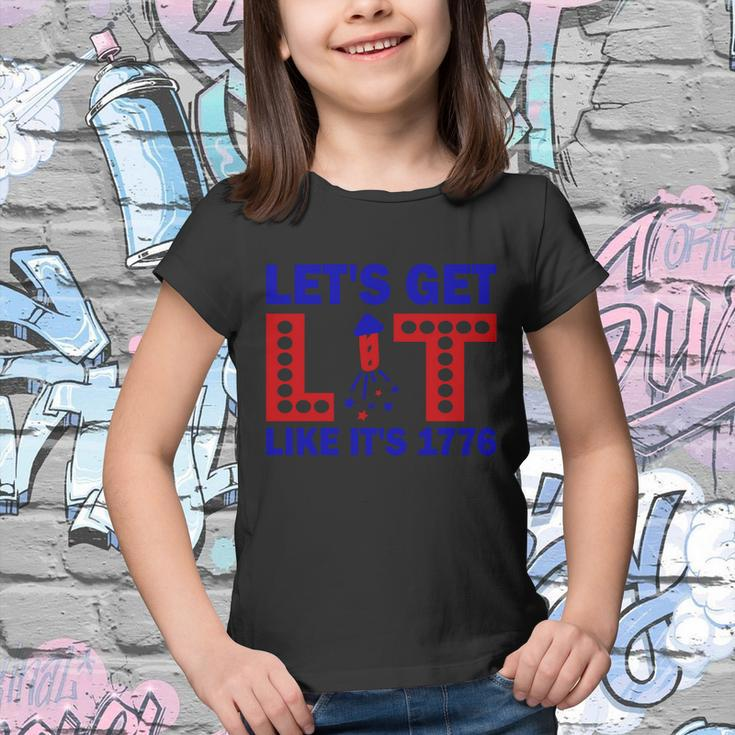 4Th Of July Lets Get Lit Fire Work Proud American Youth T-shirt