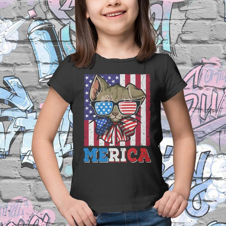 4Th Of July Merica American Cat Lover Youth T-shirt