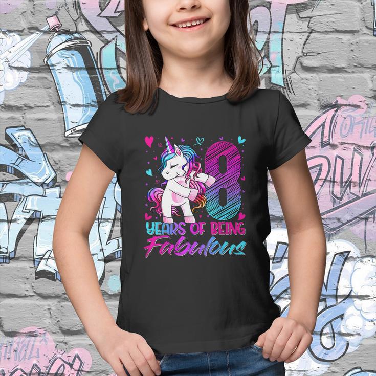 8Th Birthday 8 Year Old Girl Flossing Funny Unicorn Party Youth T-shirt