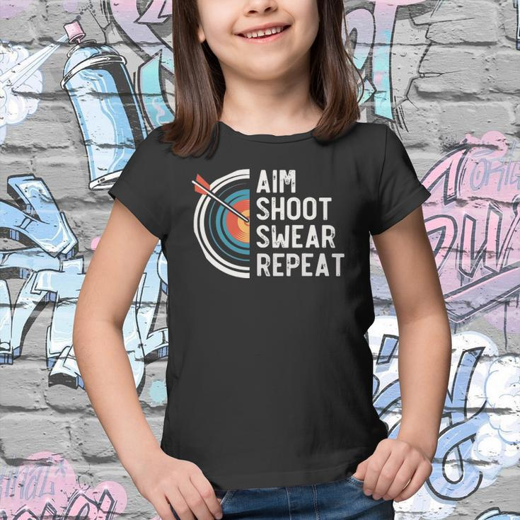 Aim Shoot Swear Repeat &8211 Archery Youth T-shirt
