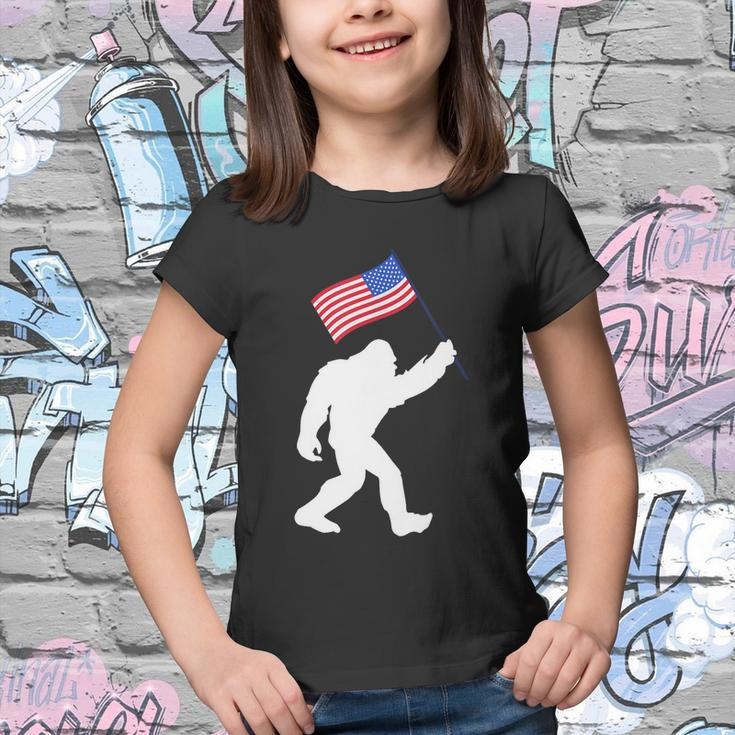 Bigfoot With American Flag Funny 4Th Of July Meaningful Gift Youth T-shirt