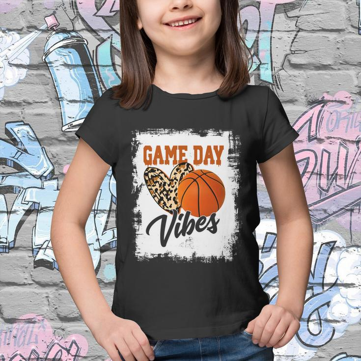 Bleached Game Day Vibes Basketball Fan Mom Grandma Auntie Cute Gift Youth T-shirt