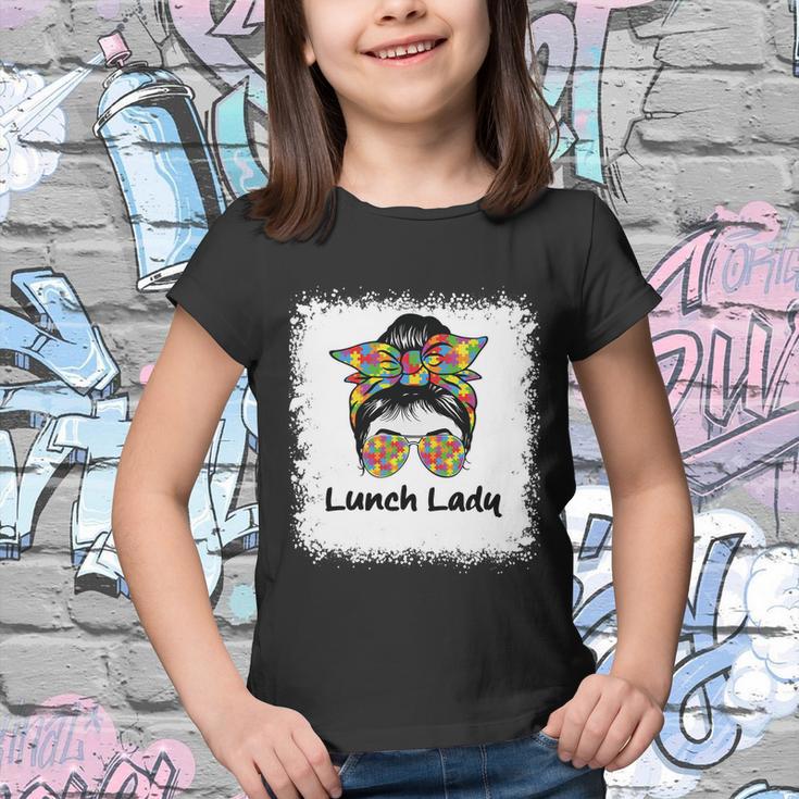 Bleached Lunch Lady Messy Hair Woman Bun Lunch Lady Life Gift Youth T-shirt