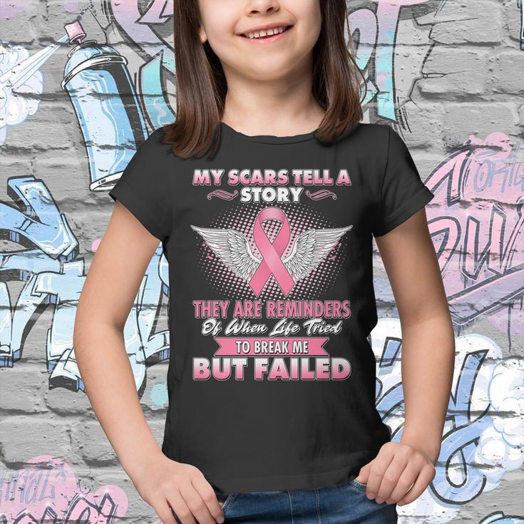 Breast Cancer Awareness My Scars Tell A Story Youth T-shirt