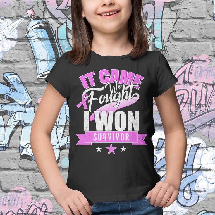 Breast Cancer Survivor It Came We Fought I Won Tshirt Youth T-shirt