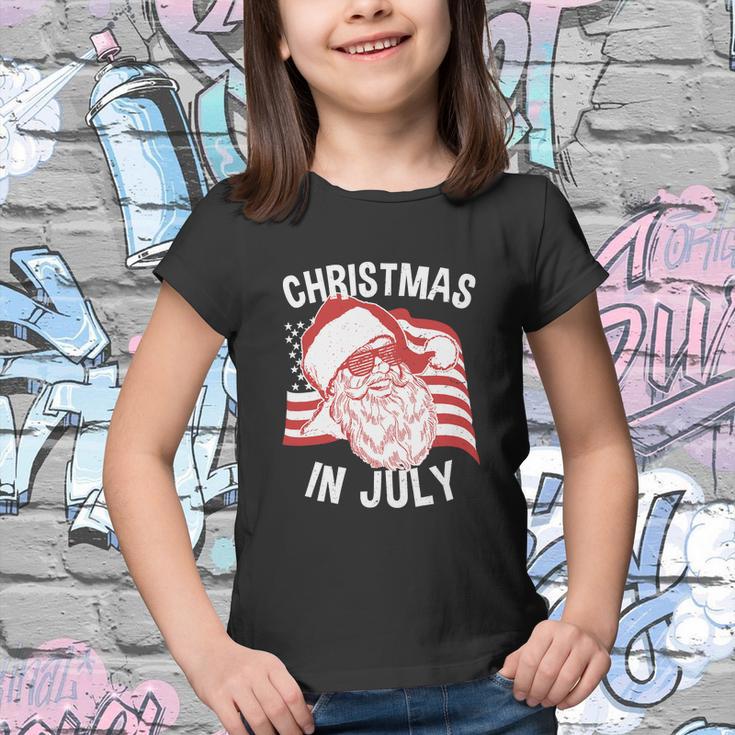 Christmas In July Retro Hipster Funny Santa 4Th Of July Youth T-shirt