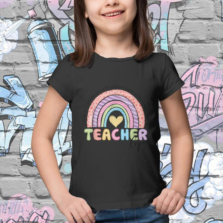 Cute Rainbow Teacher Life Teacher Last Day Of School Youth T-shirt