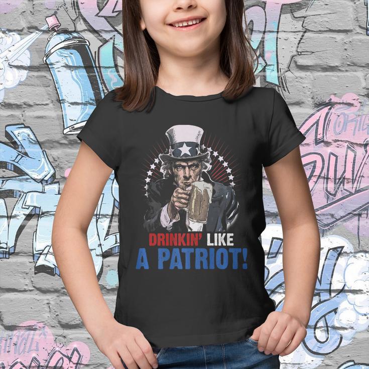 Drinkin Like A Patriot 4Th Of July Uncle Sam Youth T-shirt