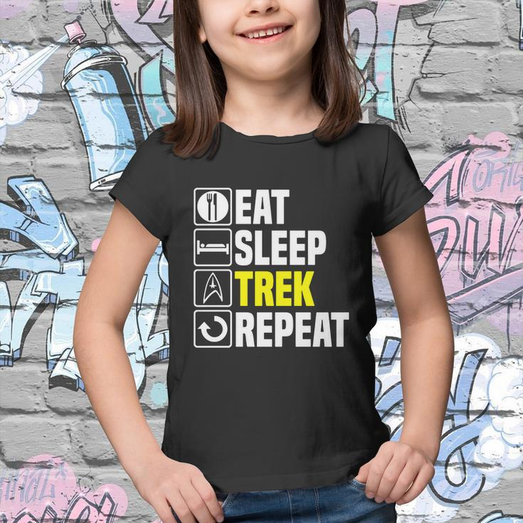 Eat Sleep Trek RepeatShirt Funny Star Fathers Day Dad Picard Birthday Gift Youth T-shirt