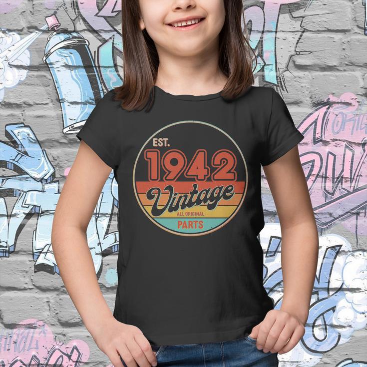 Est 1942 Vintage All Original Parts 80Th Birthday Emblem Youth T-shirt