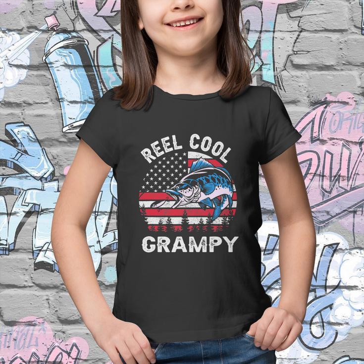 Flag Vintage Reel Cool Grampy Fishing For 4Th Of July Youth T-shirt