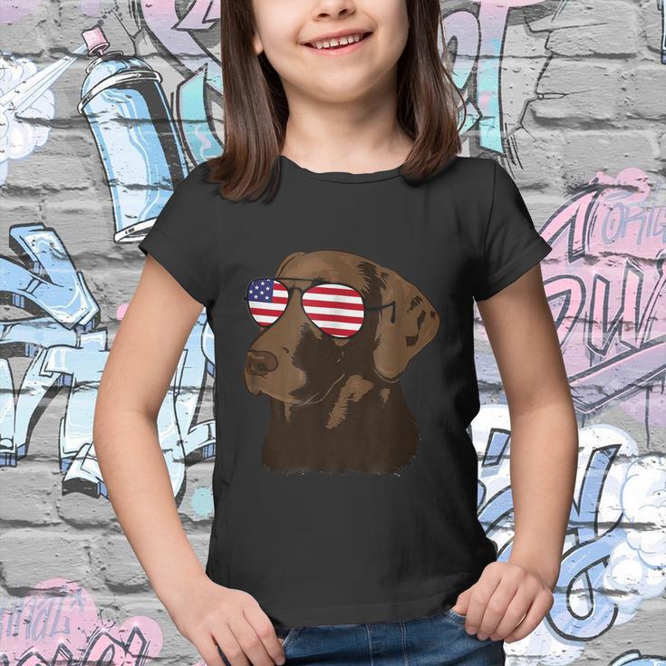 Funny Chocolate Lab American Flag Dog 4Th Of July Youth T-shirt