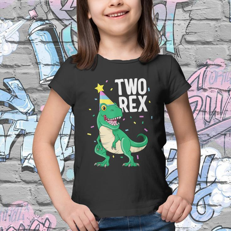 Funny Two Rex 2Nd Birthday Boy Gift Trex Dinosaur Party Happy Second Gift Youth T-shirt