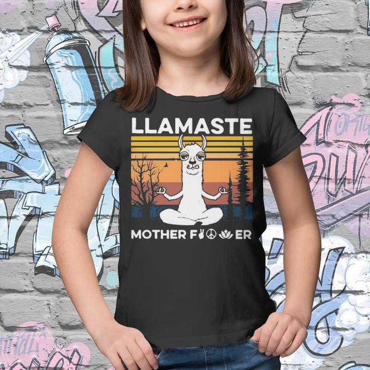 Funny Yoga Llamaste Mother Fvcker Retro Vintage Mans Youth T-shirt