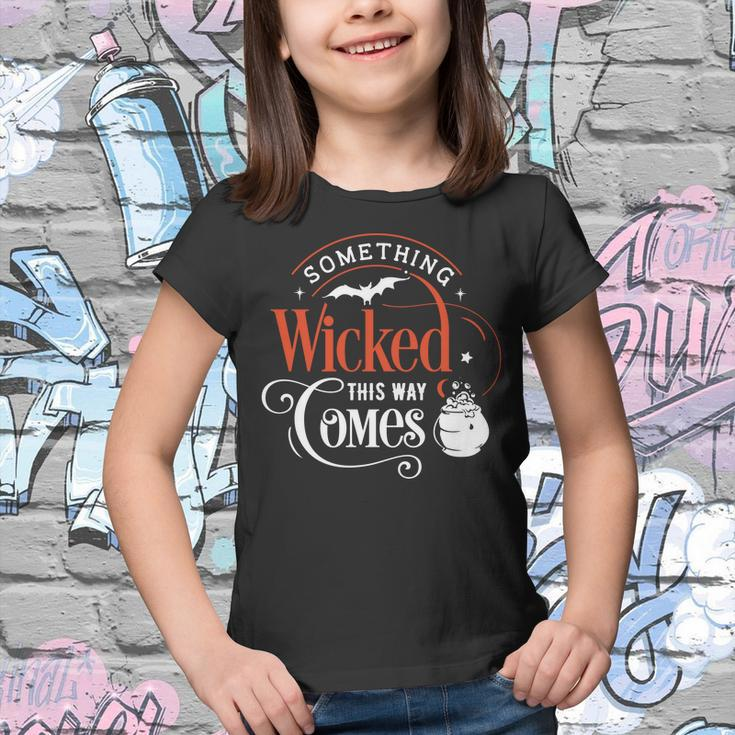 Halloween Something Wicked This Way Comes Orange And White Youth T-shirt