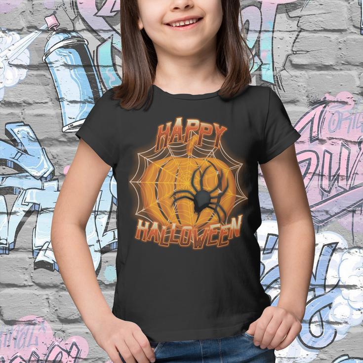 Happy Halloween Spiderweb Pumpkin Youth T-shirt