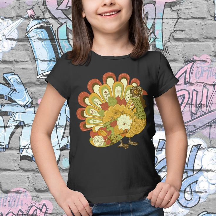 Happy Thanksgiving Floral Turkey Tshirt Youth T-shirt