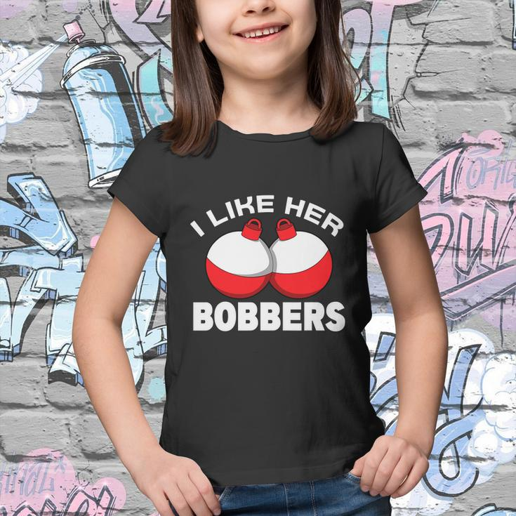 I Like Her Bobbers Fishing Funny Fisherman Humor Youth T-shirt