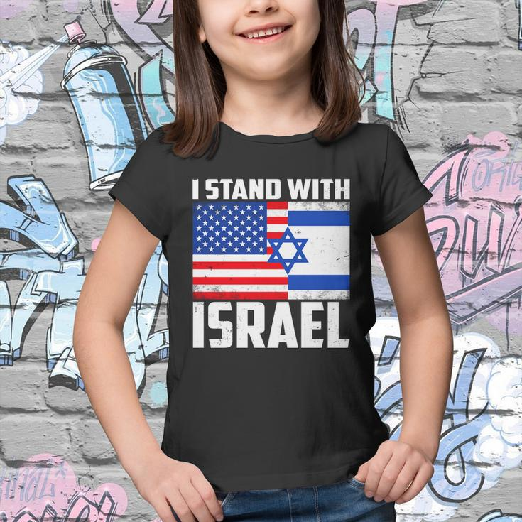 I Stand With Israel Us Flags United Distressed Youth T-shirt