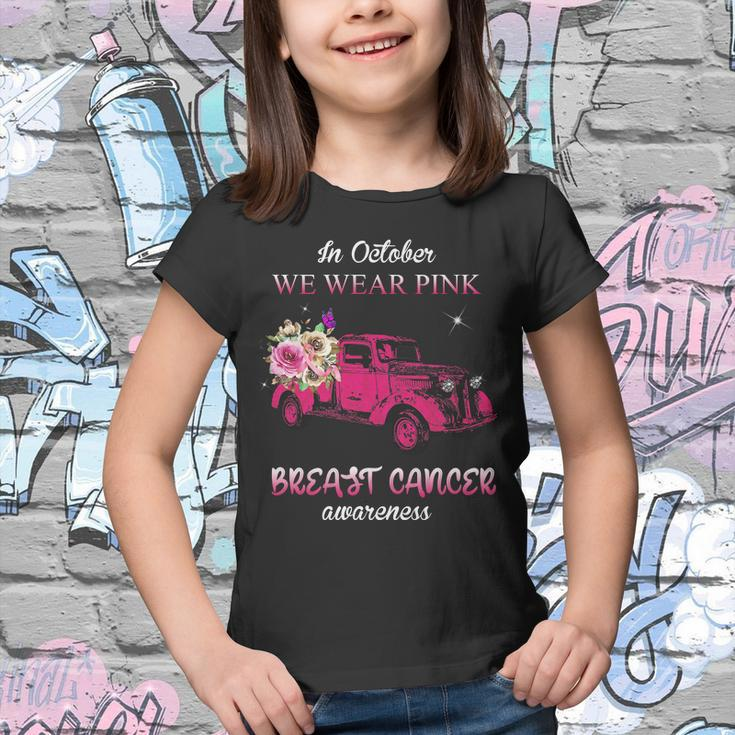 In October We Wear Pink Ribbon Pink Truck Breast Cancer Youth T-shirt