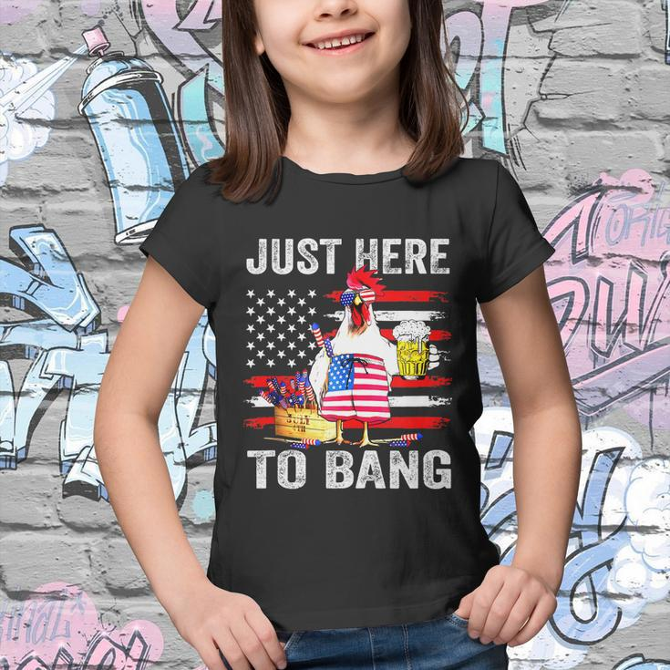 Just Here To Bang Usa Flag Chicken Beer Firework 4Th Of July Youth T-shirt