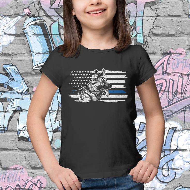 Kfunny Gift9 Unit German Shepherd Dog Thin Blue Line Patriotic Police Gift Youth T-shirt