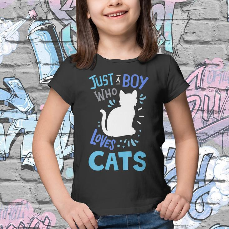 Kids Cat Just A Boy Who Loves Cats Gift For Cat Lovers Youth T-shirt