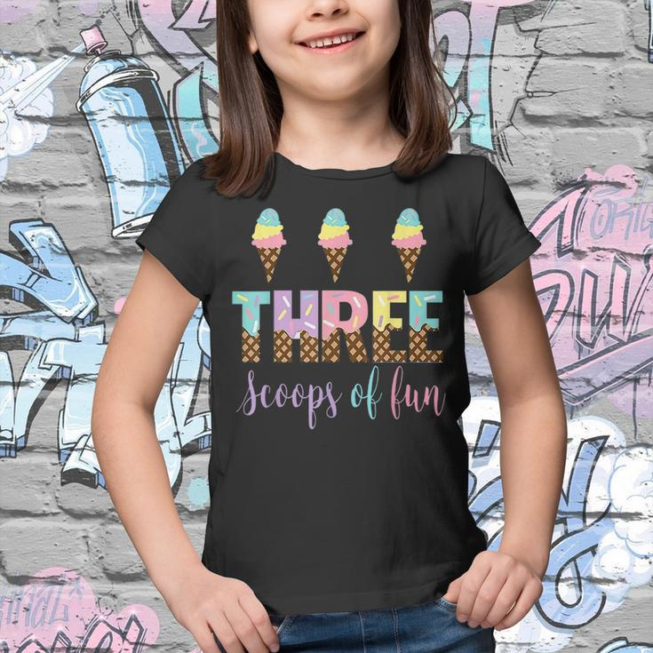 Kids Three Scoops Of Fun Birthday Ice Cream Youth T-shirt