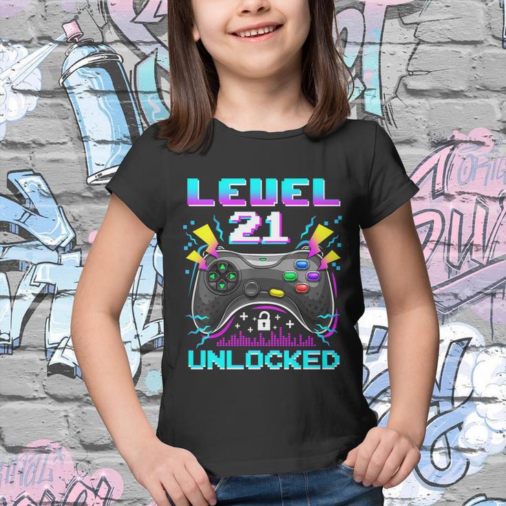 Level 21 Unlocked 21St Birthday Video Game Gift Birthday Gaming Youth T-shirt