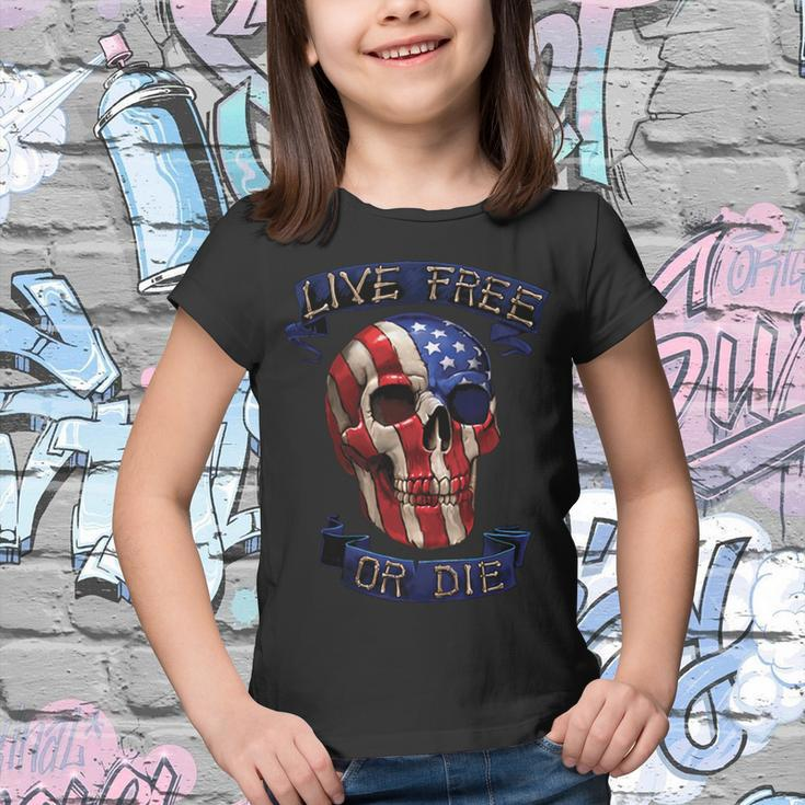 Live Free Or Die Patriot Skull Usa Pride Tshirt Youth T-shirt
